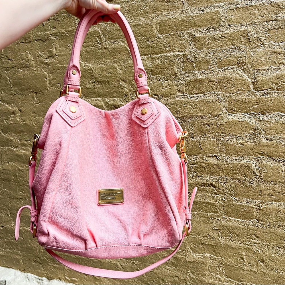 Marc Jacobs 💗 Women’s Light Pink Leather Tote Purse w Removable Strap Gold
